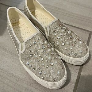Kate Spade Triple Decker Ked’s Pearl & Rhinestone Sneaker Tennis Shoes 7.5 Women